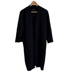 Halogen Women's Black Knit Duster Cardigan Open Front Pockets Long Sleeve 1X